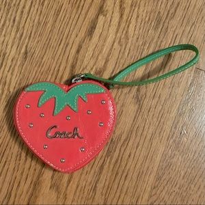 Coach strawberry mini wristlet coin purse